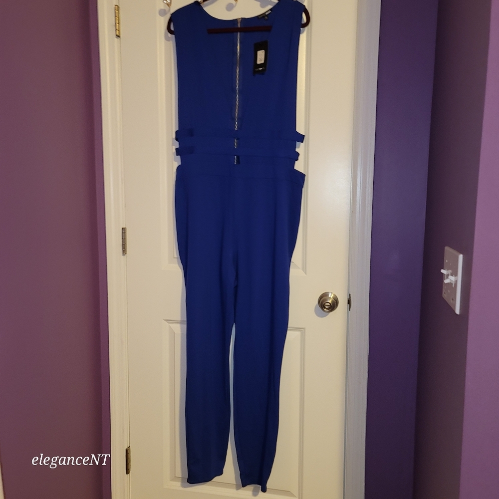Fashion Nova Don’t Call Me Up Royal Blue Jumpsuit Sz: 2X NWT - Picture 9 of 10